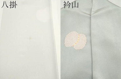 平和屋着物●極上　小紋　吉祥文　鬼しぼ縮緬　千草鼠色地　逸品　CYAA3327s5