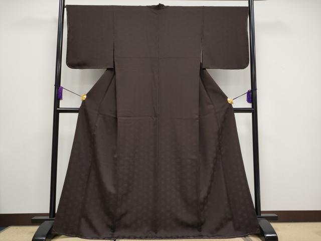 平和屋着物■極上　撫松庵　色無地　草花地紋　鉄黒色地　洗える着物　逸品　未使用　CYAA3338s5