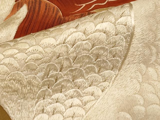 平和屋本店●極上 アンティーク 大正ロマン 中国三大刺繍 相良刺繍 振袖 渡橋飛鶴文 暈し染め 金彩 逸品 CYAA3341s5