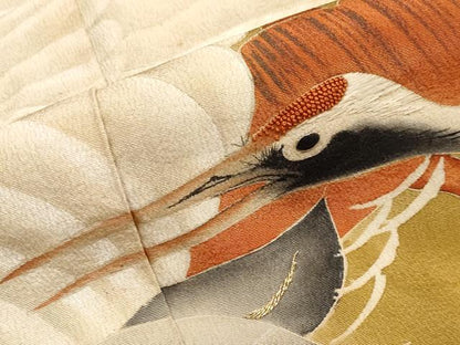 平和屋本店●極上 アンティーク 大正ロマン 中国三大刺繍 相良刺繍 振袖 渡橋飛鶴文 暈し染め 金彩 逸品 CYAA3341s5