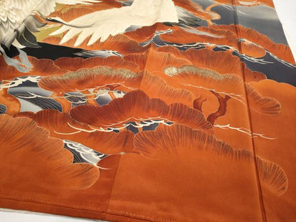 平和屋本店●極上 アンティーク 大正ロマン 中国三大刺繍 相良刺繍 振袖 渡橋飛鶴文 暈し染め 金彩 逸品 CYAA3341s5