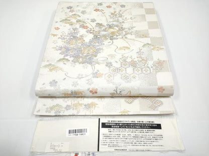 平和屋着物●極上　金彩友禅　卓越技能者・名工・和田光正　光映工芸　全通柄袋帯　唐織　花束文　金銀彩　反端付き　逸品　CYAA3373s5