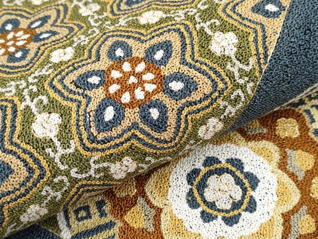 平和屋本店■最高級　中国三大刺繍　総相良刺繍　総詰め　200万粒　総刺繍　袋帯　正倉院花文　金糸　逸品　未使用　CYAA3378s5