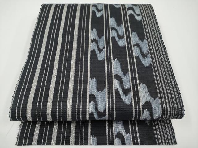 平和屋着物＊極上 夏物 八寸名古屋帯 間道 黒地 逸品 CYAA3388s5