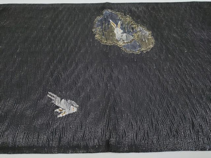 平和屋着物＊極上 夏物 両面 六通柄袋帯 雪輪に兎 黒地 金銀糸 逸品 未使用 CYAA3396s5