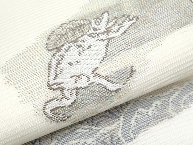 平和屋着物■極上　夏物　九寸名古屋帯　唐織　鳥獣戯画　金糸　逸品　新品　CYAA3406s5