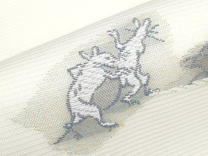 平和屋着物■極上　夏物　九寸名古屋帯　唐織　鳥獣戯画　金糸　逸品　新品　CYAA3406s5