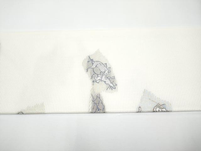 平和屋着物■極上　夏物　九寸名古屋帯　唐織　鳥獣戯画　金糸　逸品　新品　CYAA3406s5