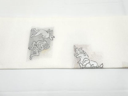 平和屋着物＊極上 夏物 九寸名古屋帯 唐織 鳥獣戯画 金銀糸 逸品 新品 CYAA3407s5