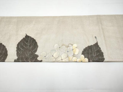 平和屋着物■極上　アンティーク　大正ロマン　九寸名古屋帯　引き抜き帯　刺繍　紫陽花　蝶　銀彩　逸品　CYAA3417s5