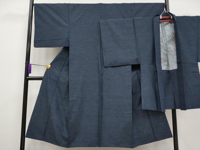 平和屋着物●極上　男性　紬　アンサンブル　濃紺地　逸品　CYAA3425s5