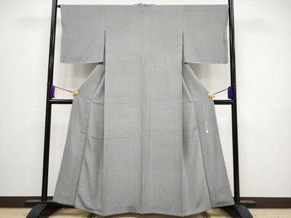 平和屋着物●極上　保科土山　江戸小紋　背抜き仕立て　行儀　源氏鼠色地　逸品　CYAA3433s5