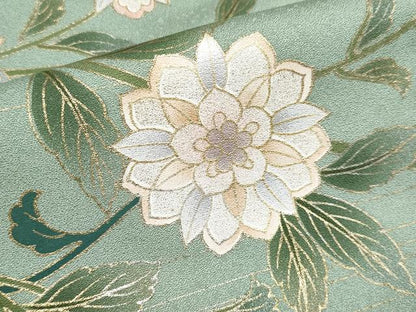 平和屋着物●極上　訪問着　枝花文　金銀彩　山葵色地　逸品　未使用　CYAA3434s5
