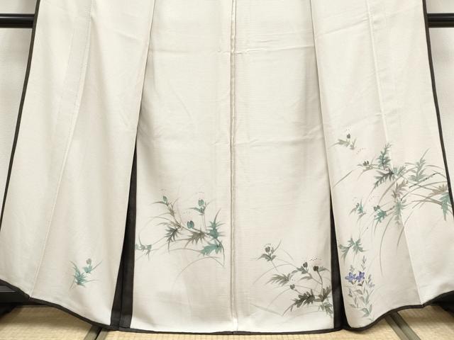 平和屋着物▽極上 訪問着 無双 紗袷 紗×絽 草花文 暈し染め 黒地 逸品 CYAA3439s5