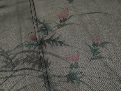 平和屋着物▽極上 訪問着 無双 紗袷 紗×絽 草花文 暈し染め 黒地 逸品 CYAA3439s5