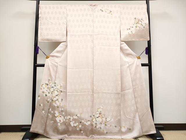 平和屋着物●極上 訪問着 雪輪枝花文 暈し染め 灰桜色地 逸品 CYAA3443s5