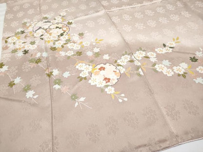 平和屋着物●極上 訪問着 雪輪枝花文 暈し染め 灰桜色地 逸品 CYAA3443s5
