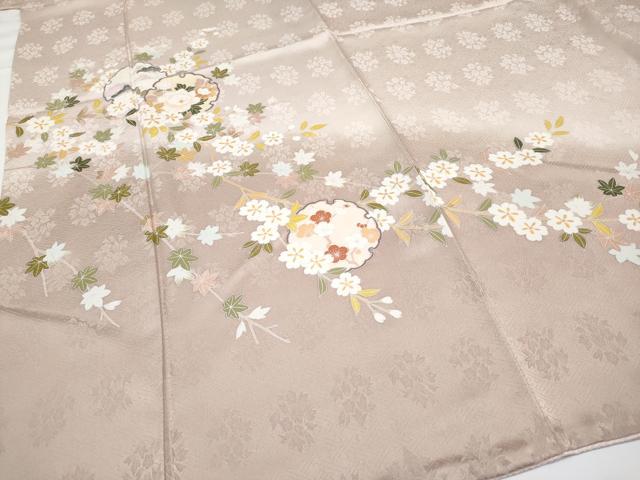 平和屋着物●極上 訪問着 雪輪枝花文 暈し染め 灰桜色地 逸品 CYAA3443s5