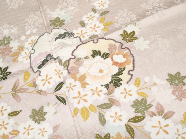 平和屋着物●極上 訪問着 雪輪枝花文 暈し染め 灰桜色地 逸品 CYAA3443s5