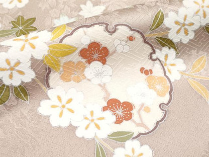 平和屋着物●極上 訪問着 雪輪枝花文 暈し染め 灰桜色地 逸品 CYAA3443s5