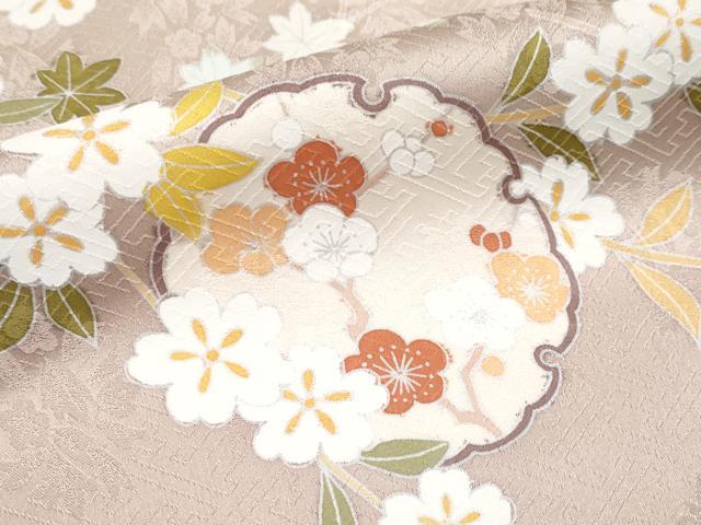 平和屋着物●極上 訪問着 雪輪枝花文 暈し染め 灰桜色地 逸品 CYAA3443s5