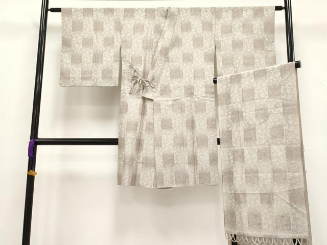 平和屋着物▽極上 スリーシーズン 春夏秋 塵除け 道中着・ショールセット ロング丈 紗 花唐草文 鈴乃屋扱い 逸品 CYAA3451s5