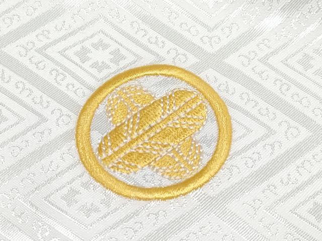 平和屋着物■極上 男性 袴下着物 紋付き羽織セット 舞台衣装 菱地紋 白地 洗える着物 逸品 CYAA3481s5