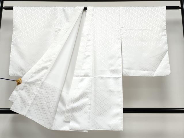 平和屋着物■極上　男性　袴下着物　紋付き羽織セット　菱地紋　白地　洗える着物　逸品　CYAA3482s5