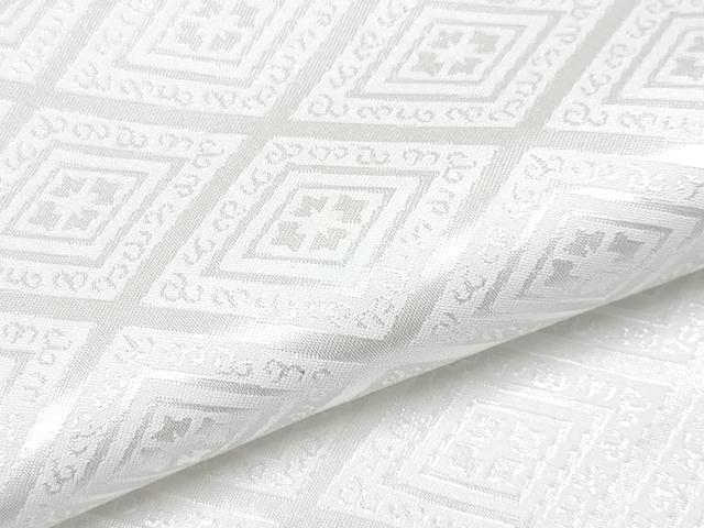 平和屋着物■極上　男性　袴下着物　紋付き羽織セット　菱地紋　白地　洗える着物　逸品　CYAA3482s5
