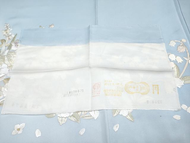 平和屋本店■最高級　訪問着　総手刺繍　舞花文　暈し染め　秘色色地　反端付き　逸品　未使用　CYAA3494s5