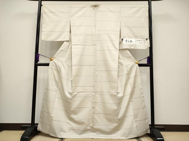 平和屋本店■極上　京都・西陣　織元ブランド　秦流舎　藍・織色襲　お召　玄香楼　練色地　証紙付き　逸品　CYAA3504s5