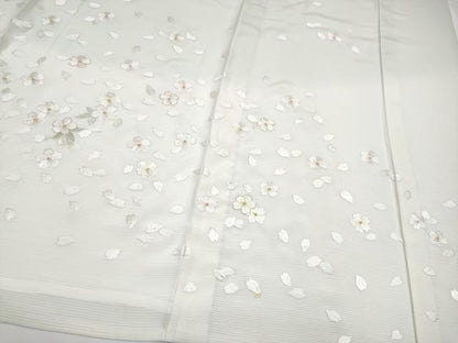 平和屋本店＊最高級　夏物　訪問着　絽　総手刺繍　舞桜文　暈し染め　金糸　白緑色地　反端付き　逸品　未使用　CYAA3508s5