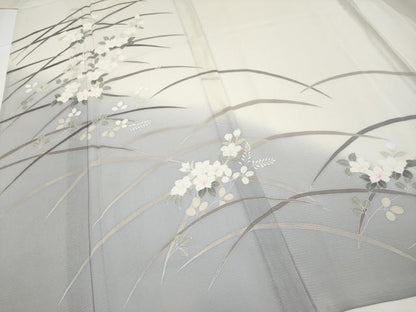 平和屋着物＊極上 夏物 訪問着 絽 草花文 練色地 逸品 CYAA3509s5