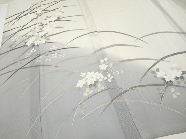 平和屋着物＊極上 夏物 訪問着 絽 草花文 練色地 逸品 CYAA3509s5