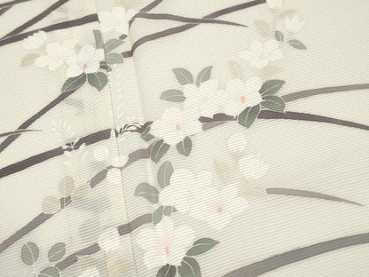 平和屋着物＊極上 夏物 訪問着 絽 草花文 練色地 逸品 CYAA3509s5