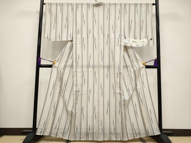 平和屋着物＊極上 夏物 明石ちぢみ 間道 練色地 証紙付き 逸品 未使用 CYAA3511s5