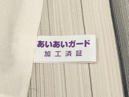 平和屋着物＊極上 夏物 明石ちぢみ 間道 練色地 証紙付き 逸品 未使用 CYAA3511s5