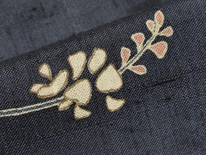 平和屋着物＊極上 夏物 本場絹芭蕉 訪問着 竹屋町刺繍 枝花文 濃紺地 反端付き 逸品 CYAA3513s5