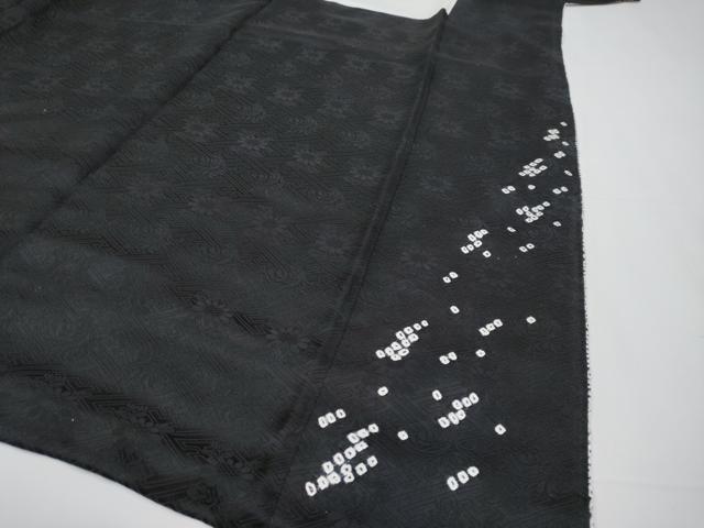 平和屋本店■極上　本疋田絞り　訪問着　枝葉文　青褐色地　逸品　CYAA3526s5