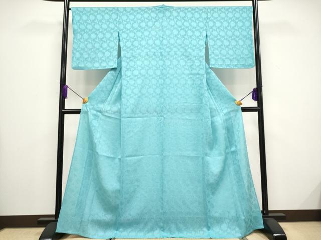 平和屋本店＊極上　夏物　色無地　牡丹唐草紋紗　新橋色　逸品　CYAA5097s6