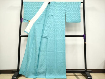 平和屋本店＊極上　夏物　色無地　牡丹唐草紋紗　新橋色　逸品　CYAA5097s6