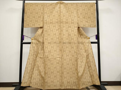 平和屋着物＊極上 夏物 紗紬 絵絣 黄橡色地 逸品 CYAA3534s5