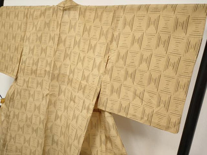 平和屋着物＊極上 夏物 紗紬 絵絣 黄橡色地 逸品 CYAA3534s5