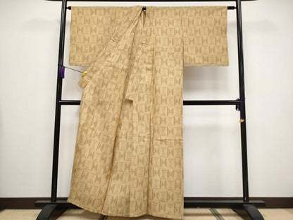 平和屋着物＊極上 夏物 紗紬 絵絣 黄橡色地 逸品 CYAA3534s5