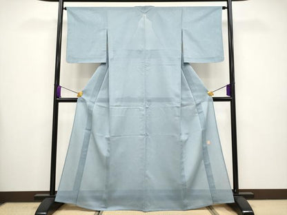 平和屋着物■極上　夏物 人間国宝 芹沢圭介一番弟子 下平清人監修 色無地 絽縮緬 彩華染 秘色色 伊と幸 反端付き 逸品 未使用 CYAA3535s5