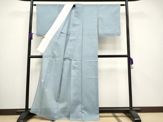 平和屋着物■極上　夏物 人間国宝 芹沢圭介一番弟子 下平清人監修 色無地 絽縮緬 彩華染 秘色色 伊と幸 反端付き 逸品 未使用 CYAA3535s5