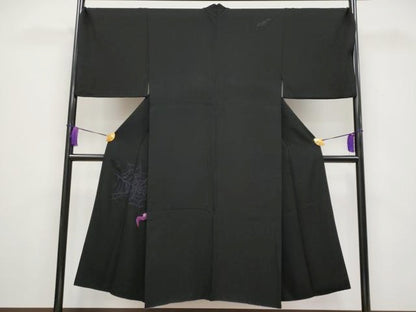 平和屋本店■極上　男性　訪問着　刺繍　蜘蛛　黒地　逸品　CYAA3539s5
