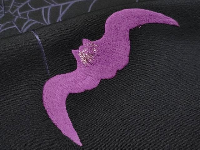 平和屋本店■極上　男性　訪問着　刺繍　蜘蛛　黒地　逸品　CYAA3539s5