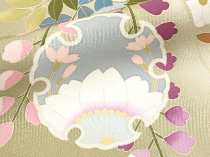 平和屋本店■極上　訪問着　駒刺繍　作家物　雪輪枝花文　暈し染め　逸品　CYAA3551s5