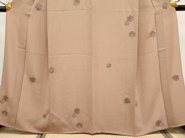 平和屋着物▽極上 印傳 小紋 単衣 雪輪重ね文 梅染色地 逸品 CYAA3555s5